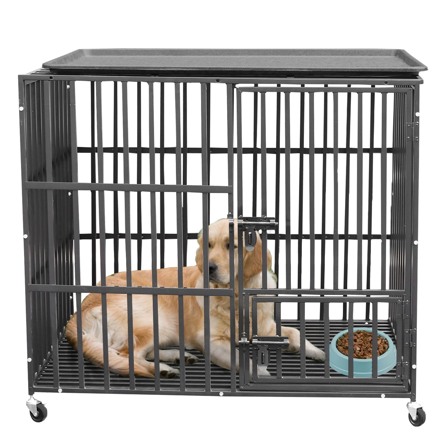 Rolling XXL Dog Crate – Heavy-Duty Metal Removable Tray
