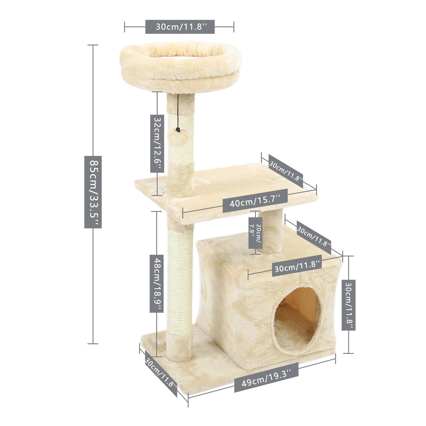 Multi-Level Indoor Climbing Furniture with Scratching Post and Cozy Condo