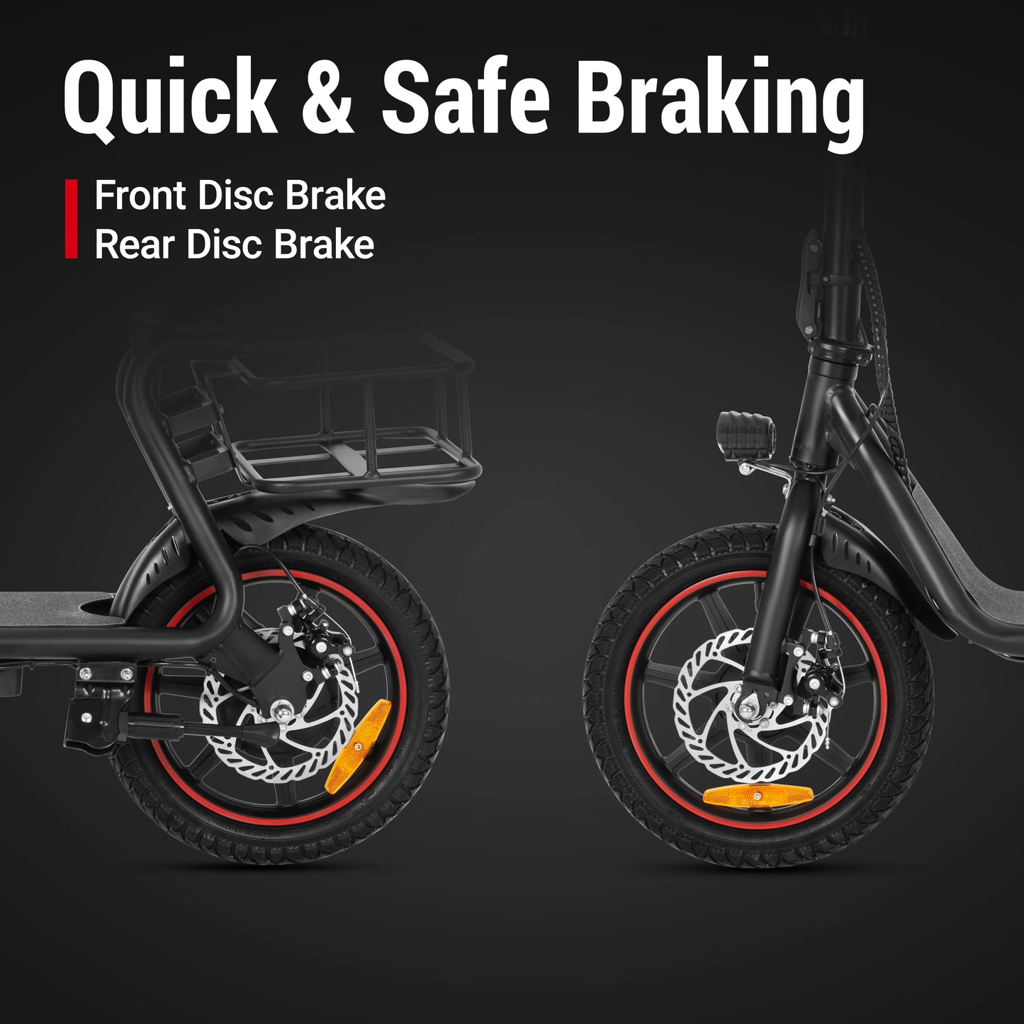 C4 Peak 500W Electric Scooter with Seat & Basket – 15.5 MPH, 15.5-Mile Range