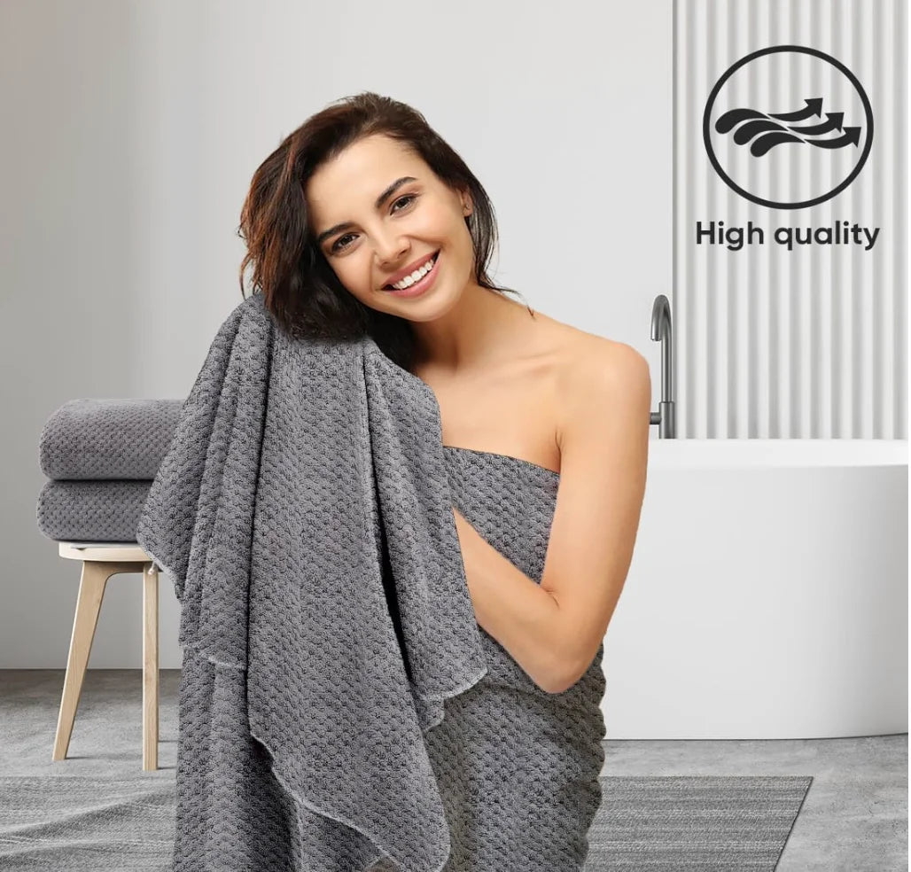 Pack of 2 Microfiber Bath Towels – Ultra-Soft, Quick-Drying & Highly Absorbent