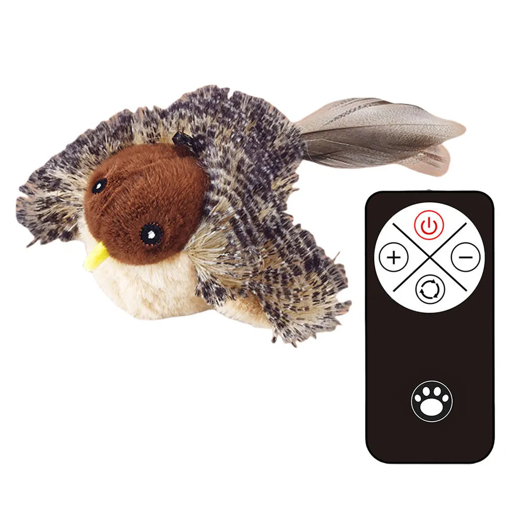 Interactive Chirping Bird Cat Toy – Plush Flapping Bird Teaser for Kittens & Cats