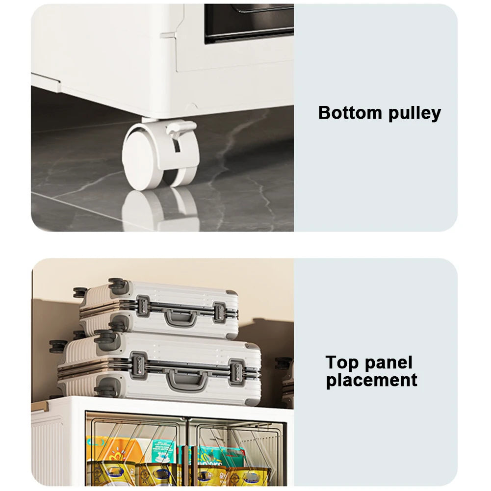 Stackable Storage Bins with Lids, Doors & Wheels – Foldable Storage Drawers