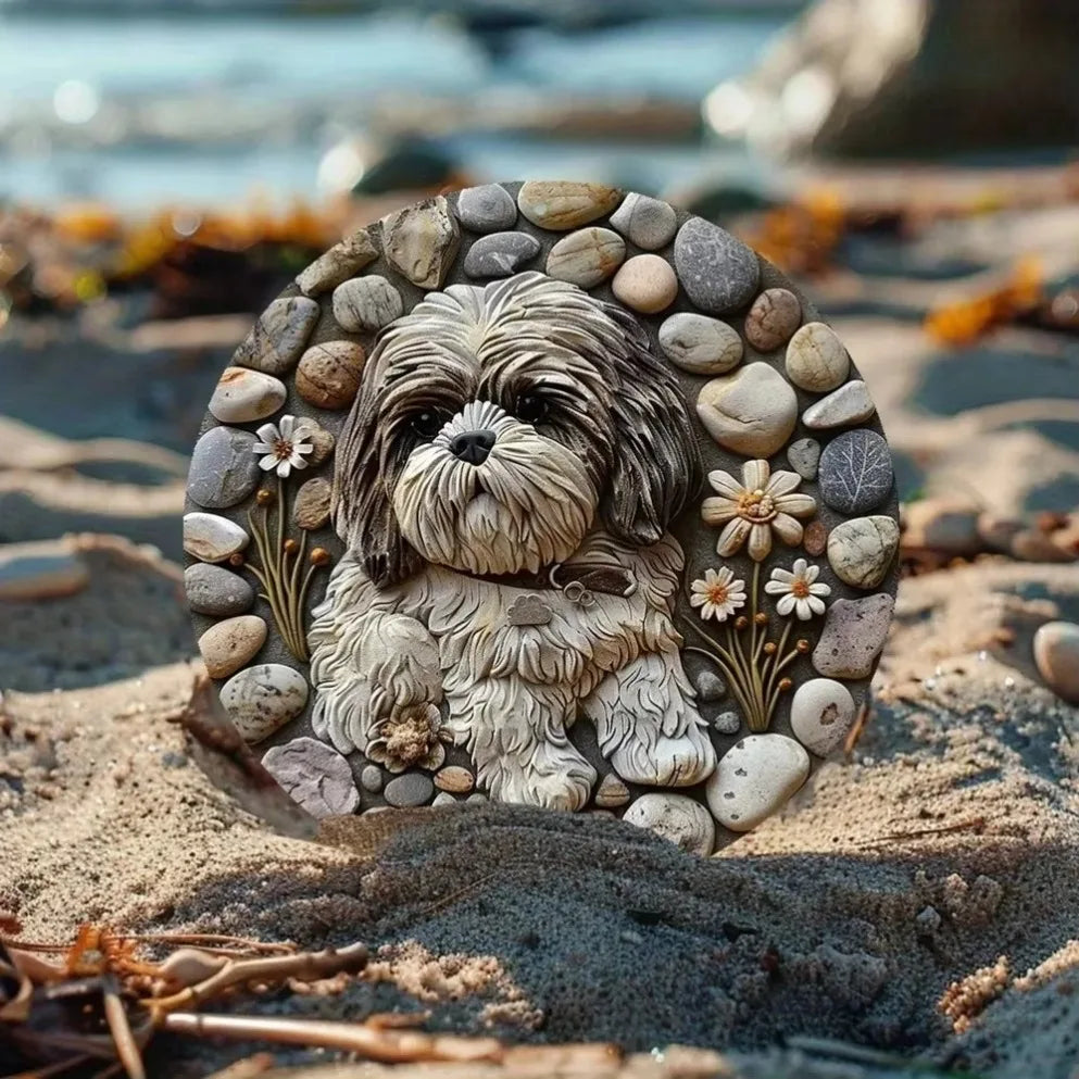 Shih Tzu Aluminum Wreath Cute Metal Ornament for Everyday Display