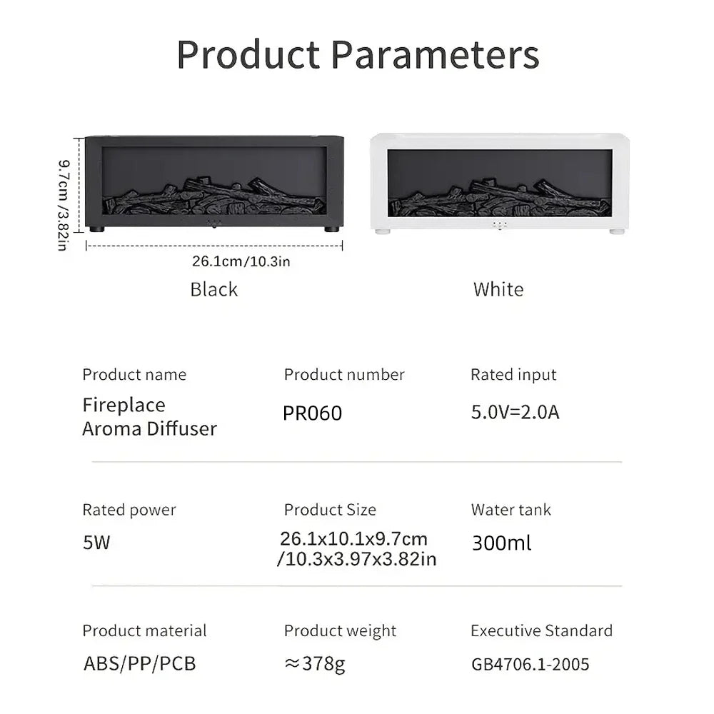 Upgraded 300ml Aroma Diffuser – 7-Color LED Flame Effect, Essential Oil Diffuser & Air Humidifier with Remote & Timer