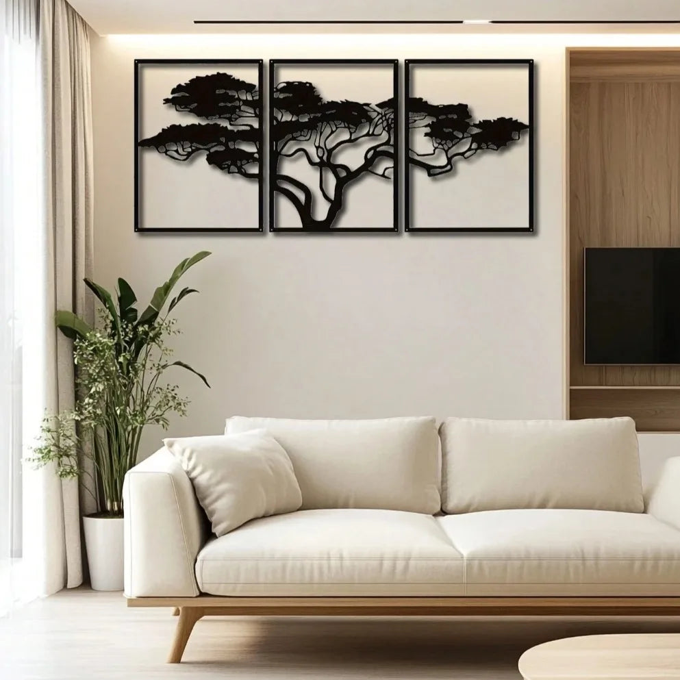 Handmade African Baobab Tree Metal Wall Art – Tribal Boho Tree of Life Sculpture