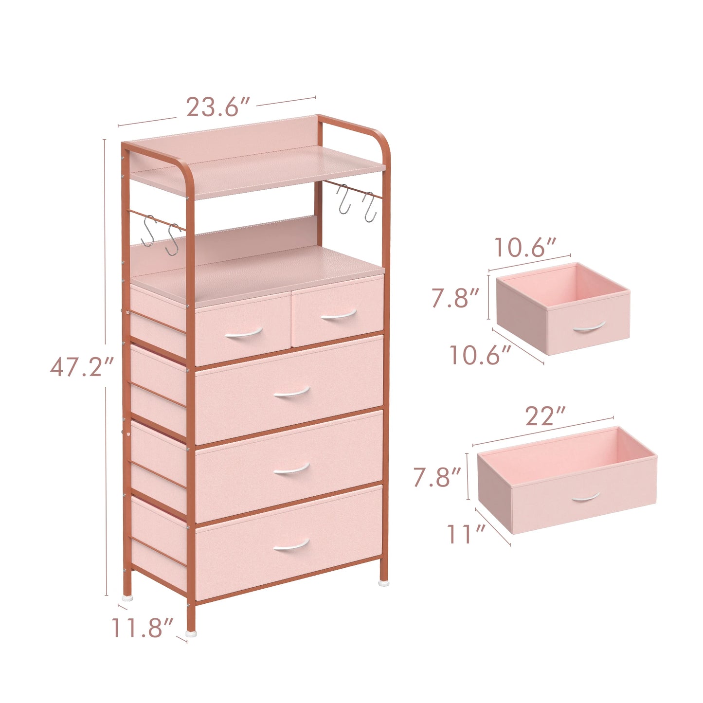 Bedroom Dresser with Shelves – Sturdy Steel Frame Wood Top