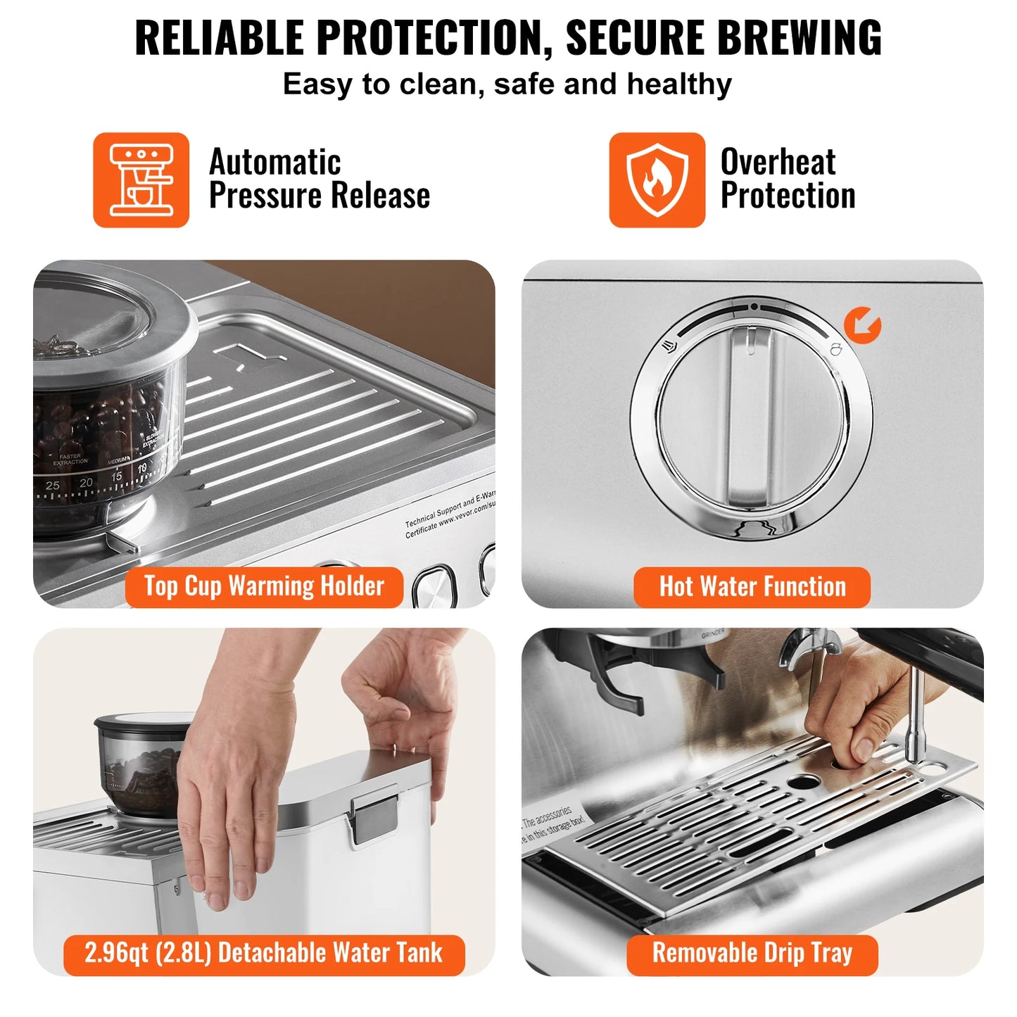 Semi-Automatic Espresso Grinder & Coffee Maker – Fresh Brew at Home