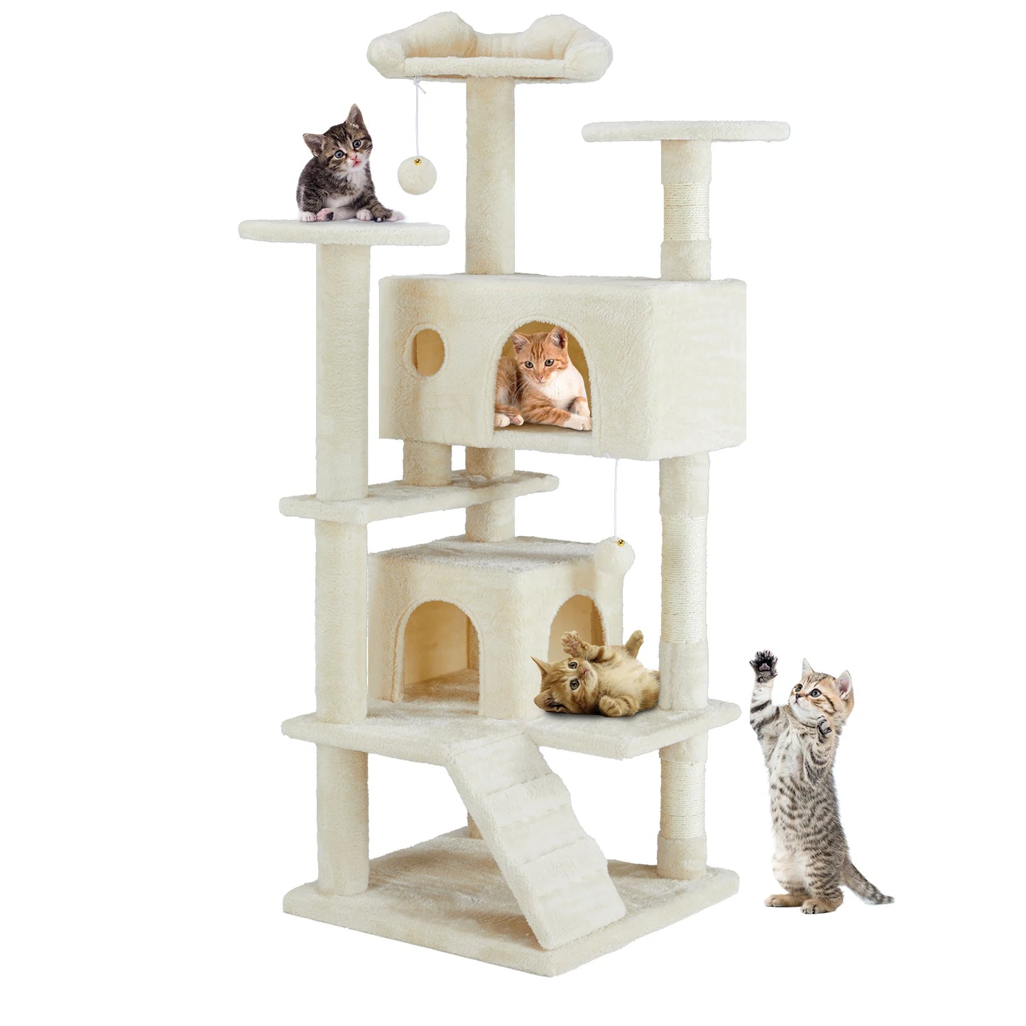 Cat Tower – Multi-Level Indoor Play Tree with Scratching Posts & Plush Kitty Condo