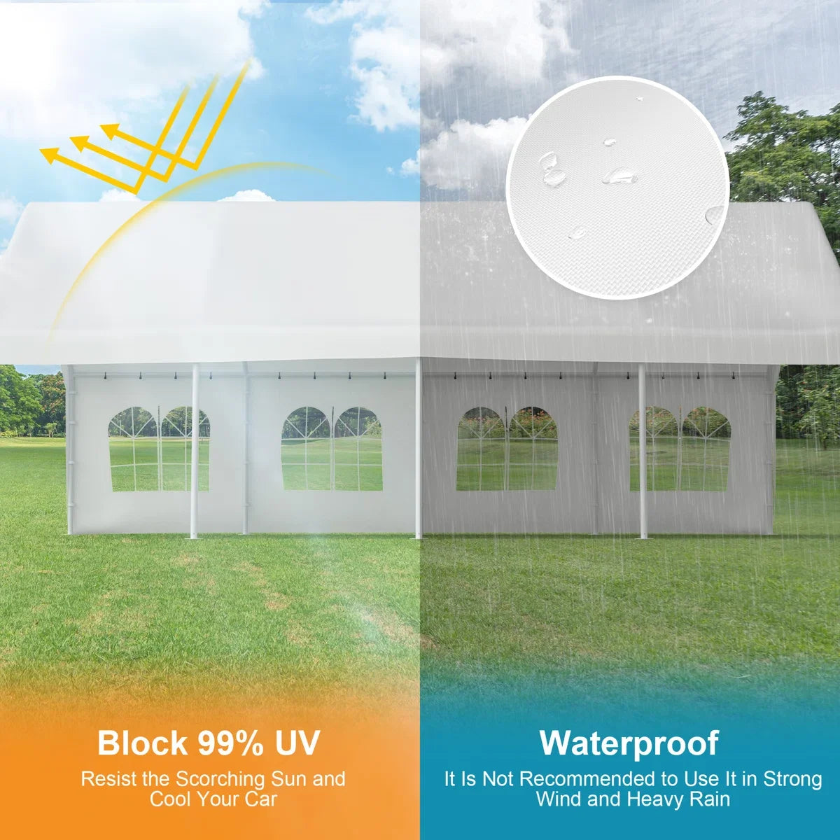 Large Heavy-Duty Canopy Tent – Versatile Shelter for Parties, Carport & Garage