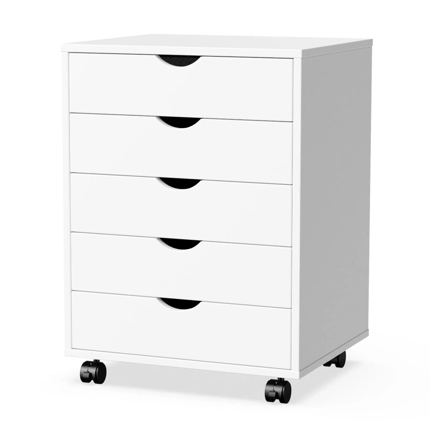 JHK 5-Drawer Wood Nightstand with Wheels – Mobile Storage Cabinet