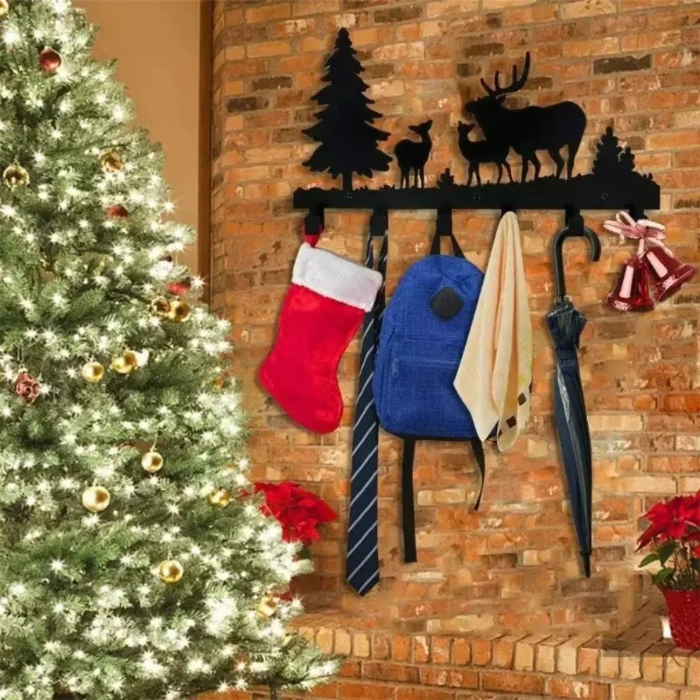 Metal Wall-Mounted Coat Hooks Towel and Clothes Hanger Rack