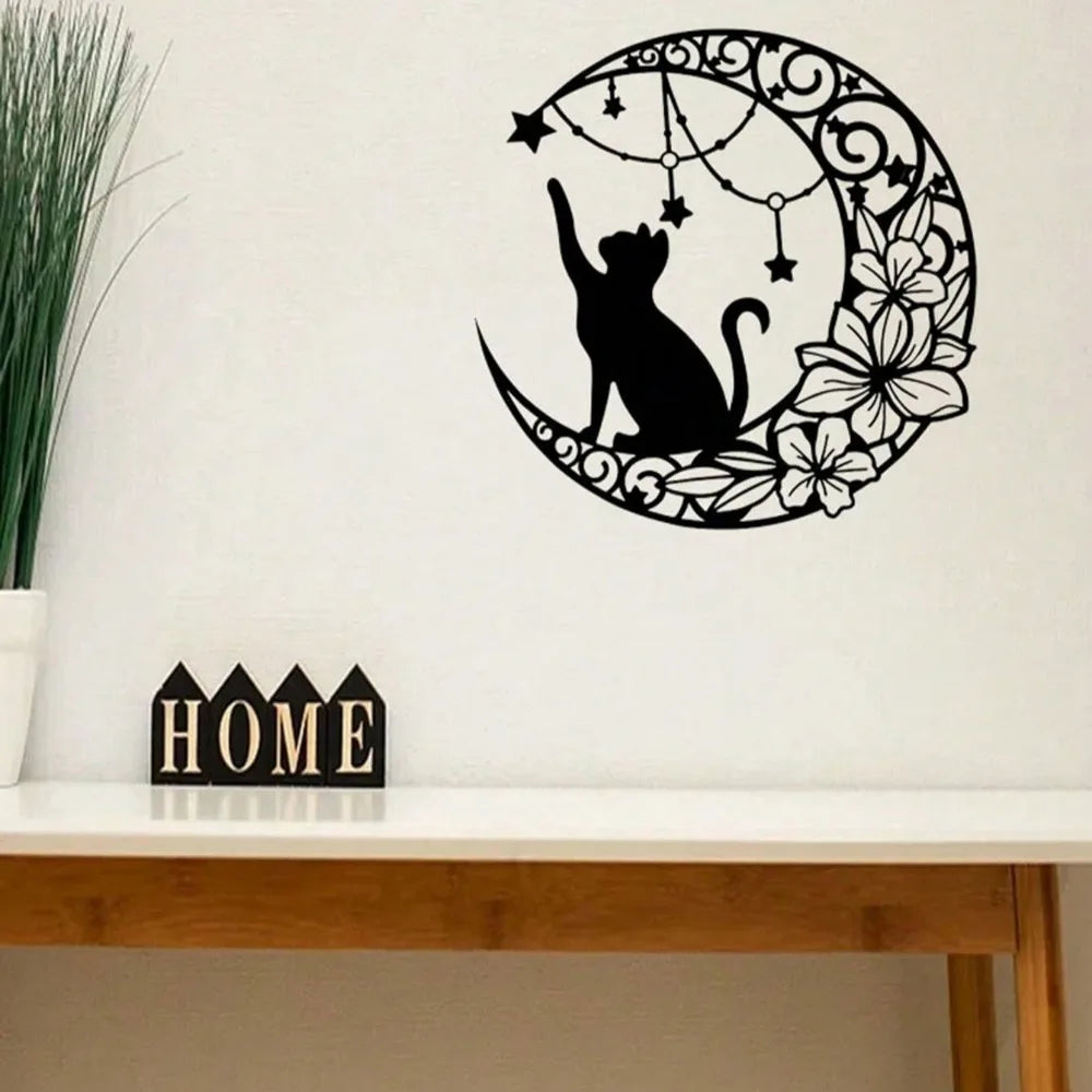 Black Cat Metal Wall Decor Pendant – Multifunctional & Durable