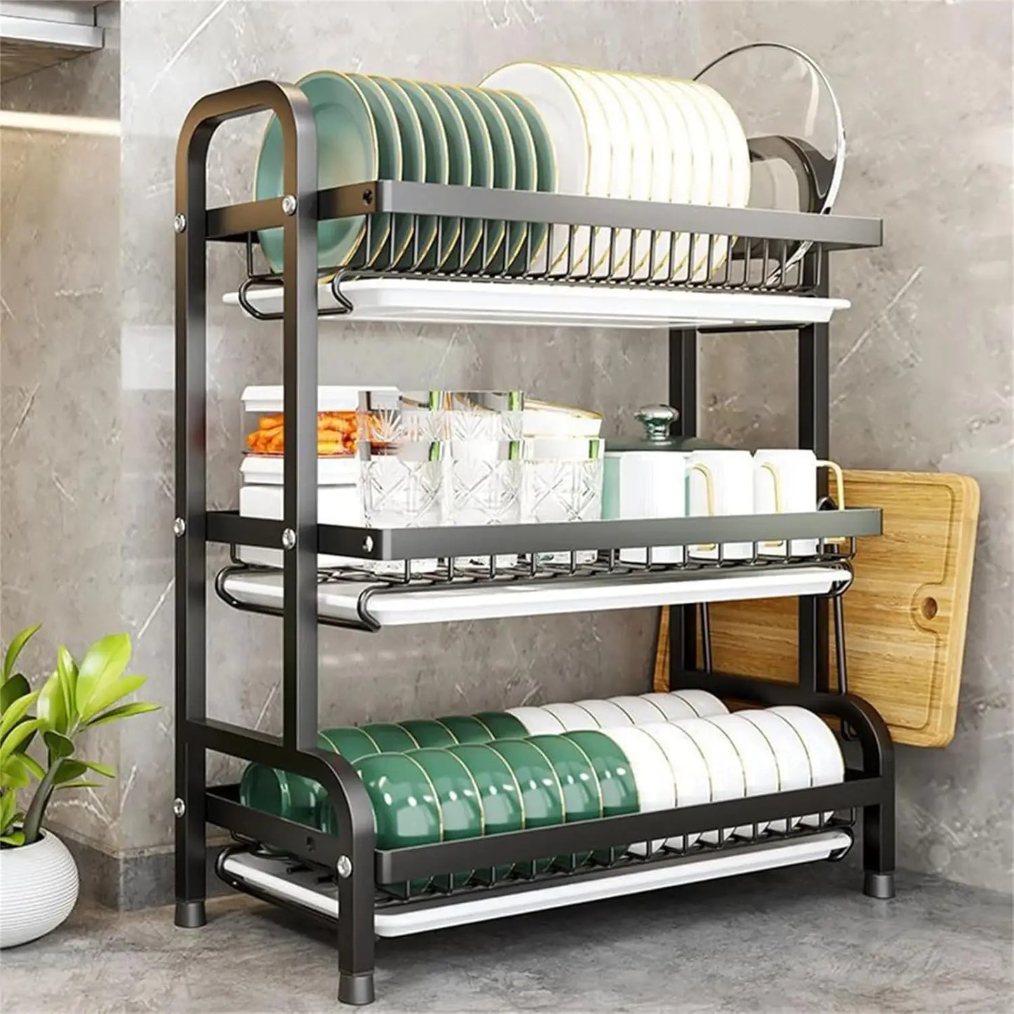 Three-Tier Kitchen Dish Rack – Space-Saving Countertop Dish Holder