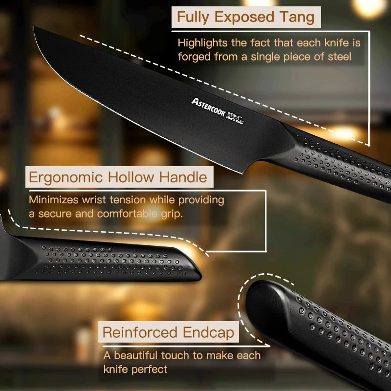 High Carbon German Stainless Steel Chef's Knife, Ergonomic Handle