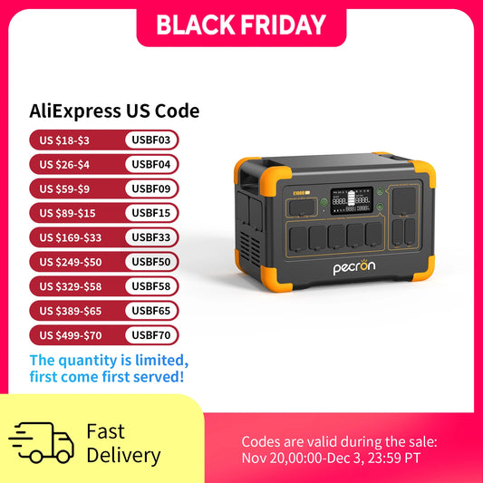 Pecron E1000LFP Portable Power Station – 1024Wh LiFePO4, 1800W, Expandable to 4096Wh