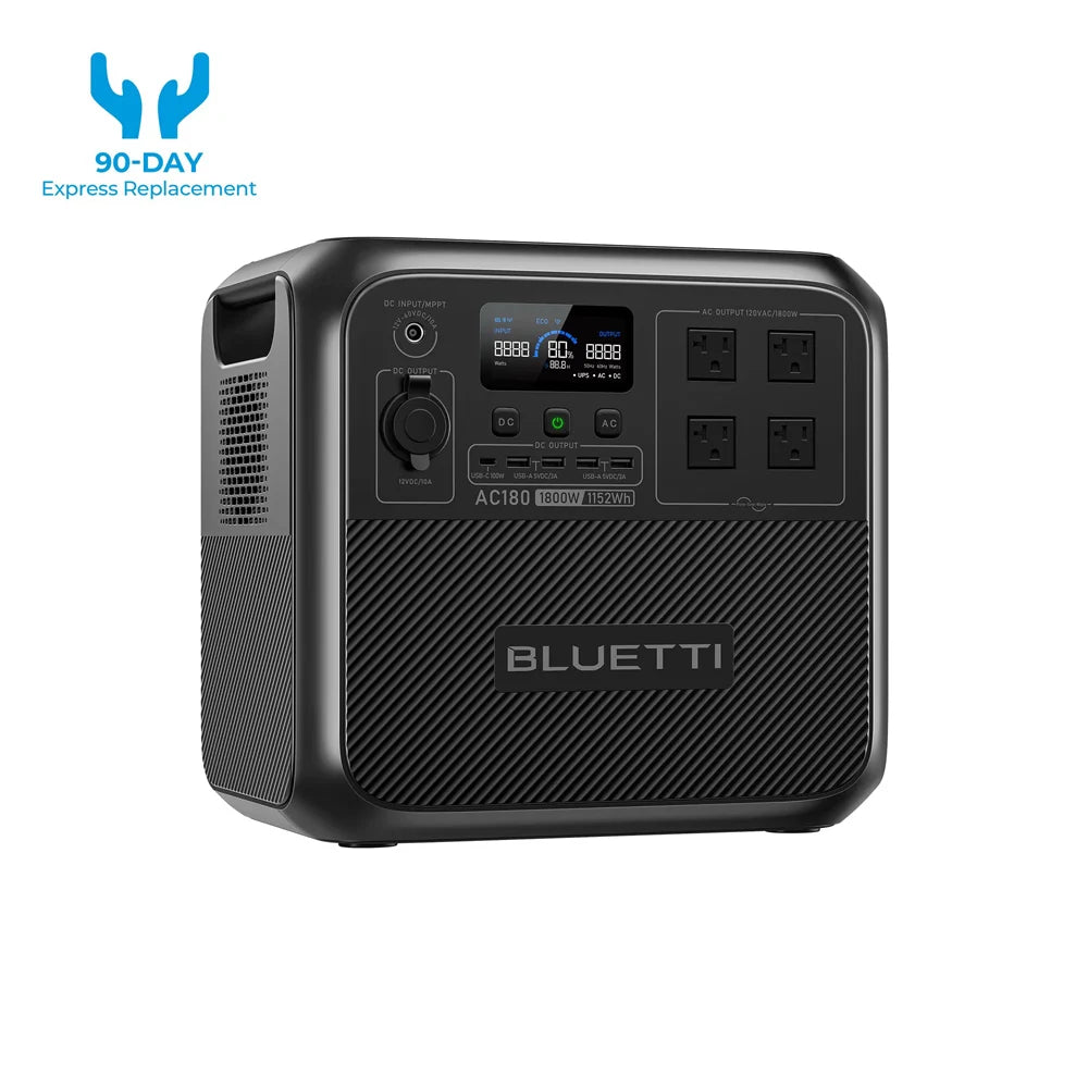 BLUETTI AC180 Solar Portable Power Station – 1800W, 1152Wh Smart Generator