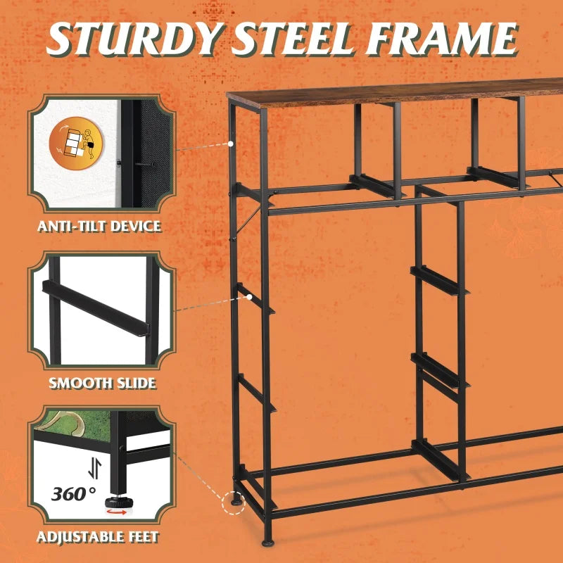 9-Drawer Tall Storage Fabric Dresser Steel Frame, Wood Top