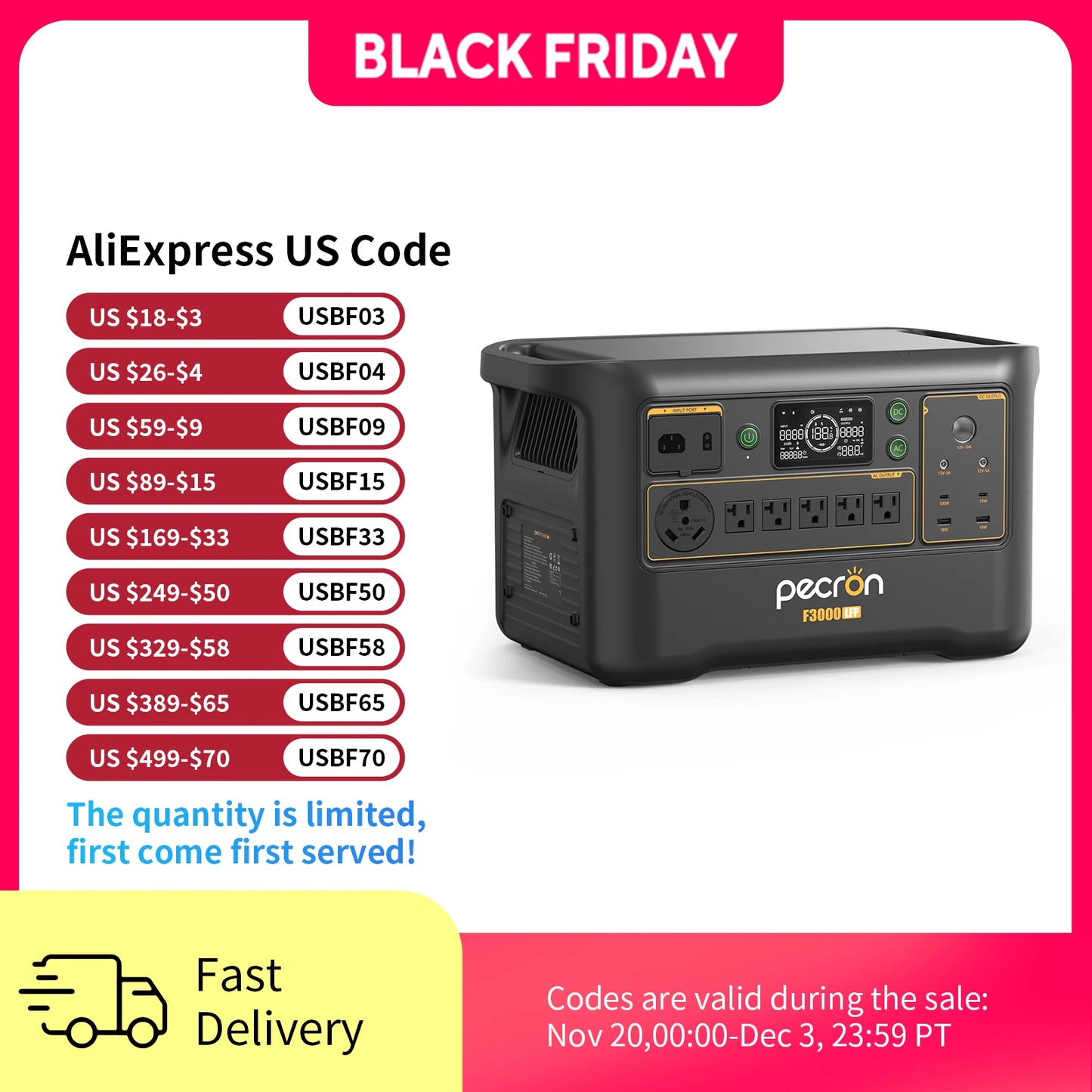 Pecron F3000LFP 3072Wh Portable Power Station – 3600W LiFePO4 Solar Generator