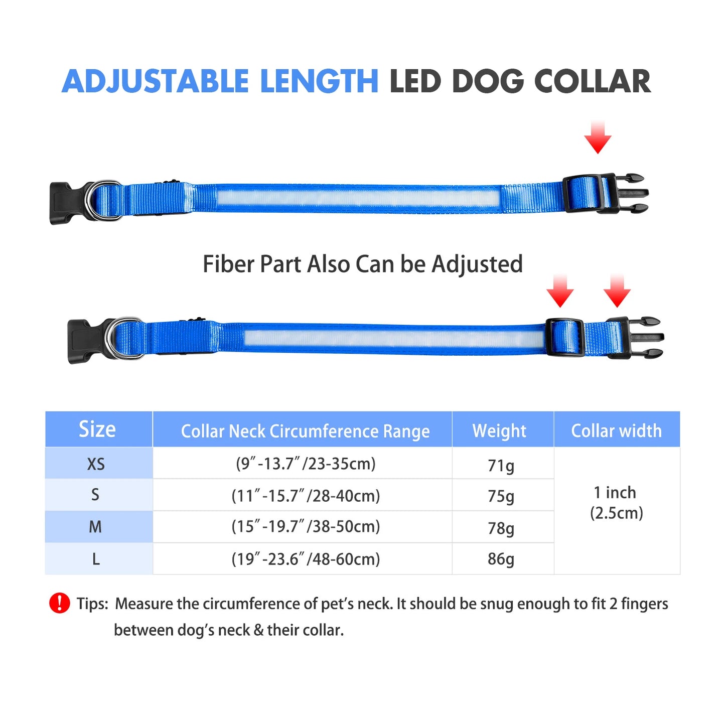Rechargeable LED Waterproof Luminous Safety Collar for Night Walking Pets