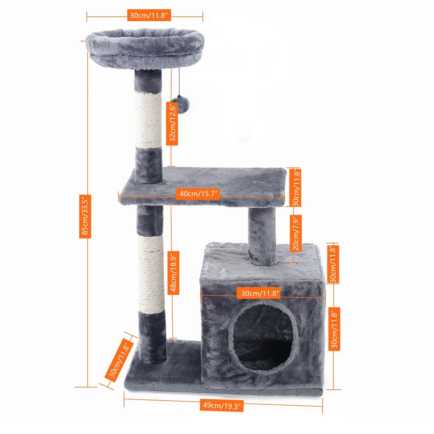 Multi-Level Indoor Climbing Furniture with Scratching Post and Cozy Condo