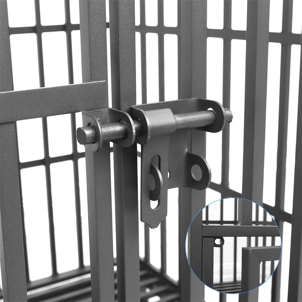 Heavy-Duty Metal Pet Crate with Doors, Locks, Removable Tray & Wheels