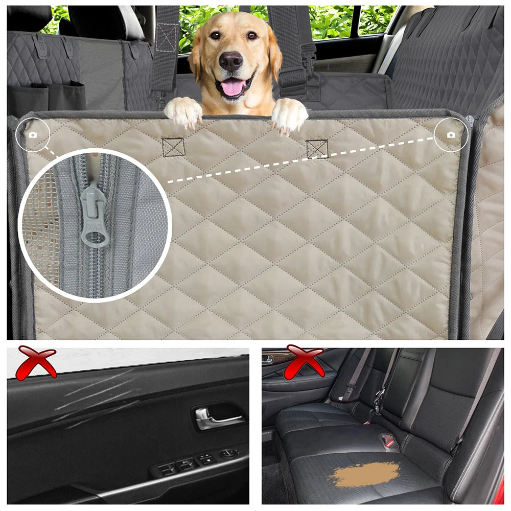 PETRAVEL Waterproof Dog Car Seat Cover – Hammock Style Rear Seat Protector & Travel Carrier for Dogs