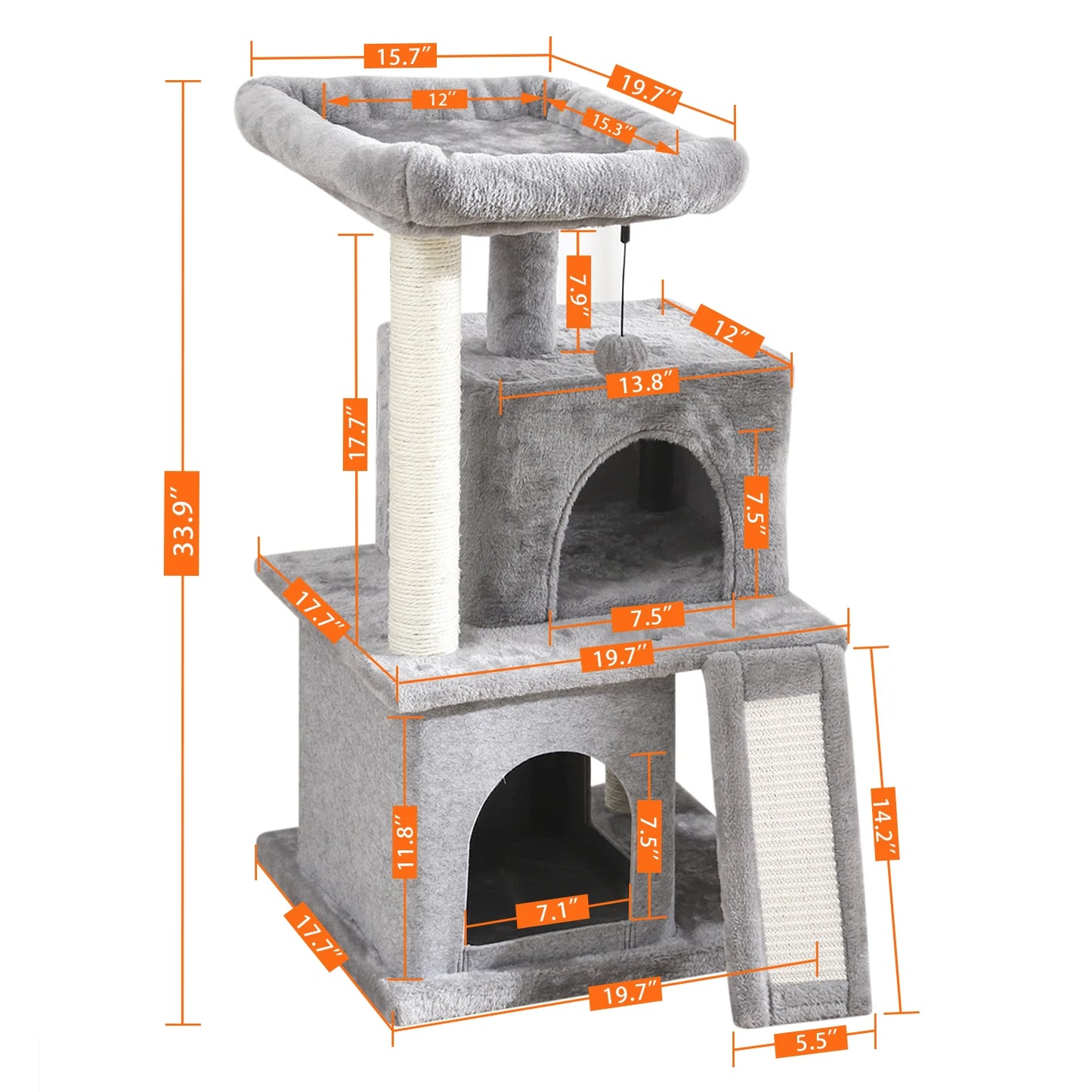 Multi-Level Indoor Climbing Furniture with Scratching Post and Cozy Condo