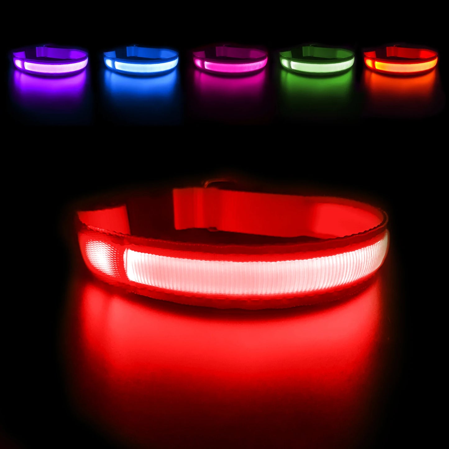 Rechargeable LED Waterproof Luminous Safety Collar for Night Walking Pets