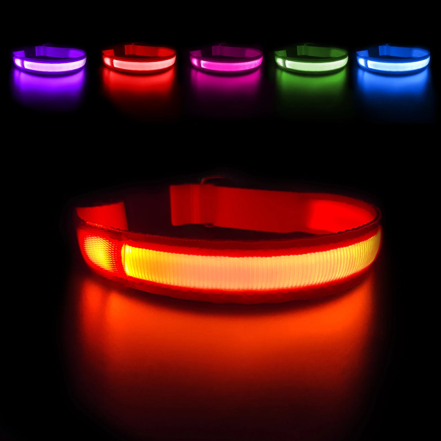 Rechargeable LED Waterproof Luminous Safety Collar for Night Walking Pets