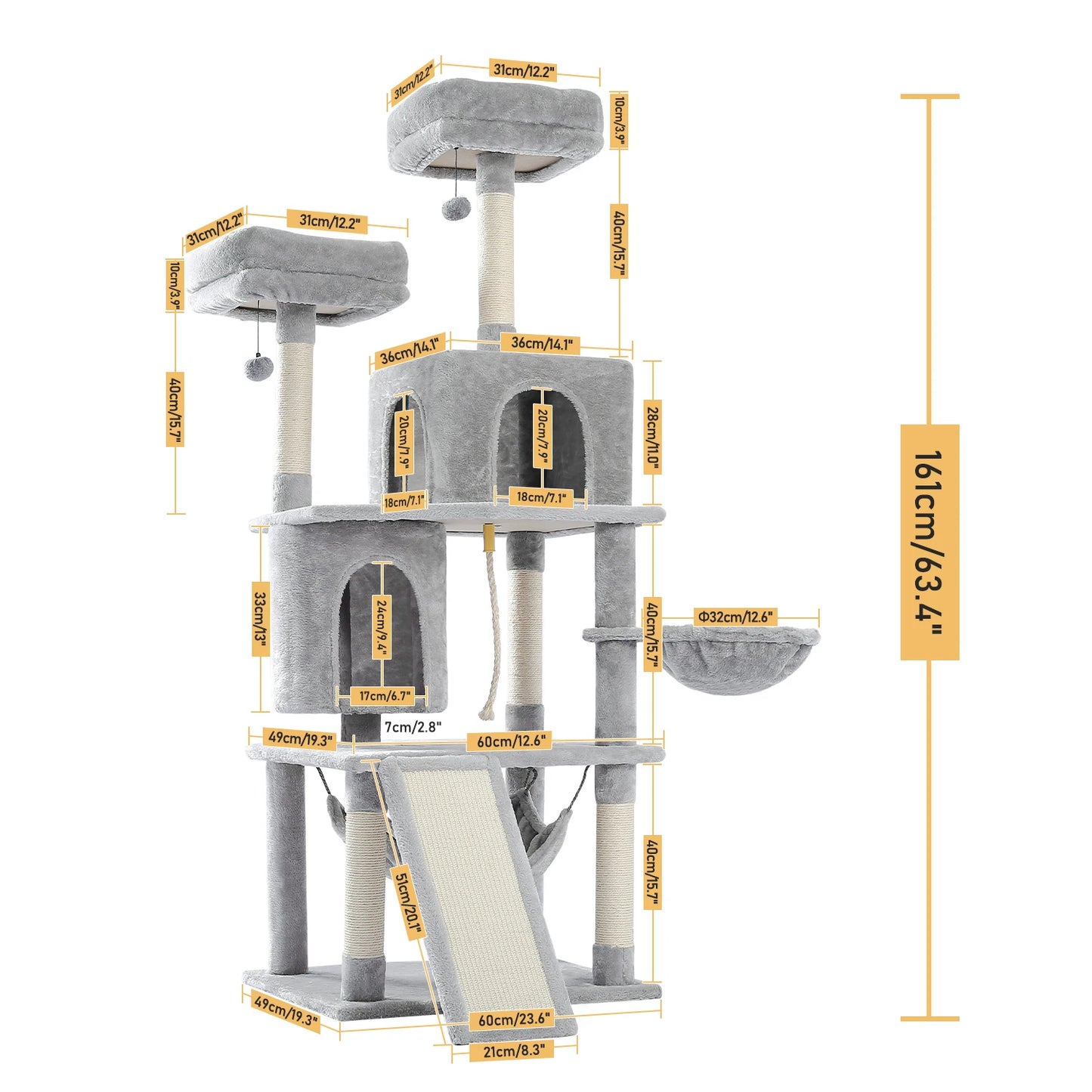Multi-Level Indoor Climbing Furniture with Scratching Post and Cozy Condo