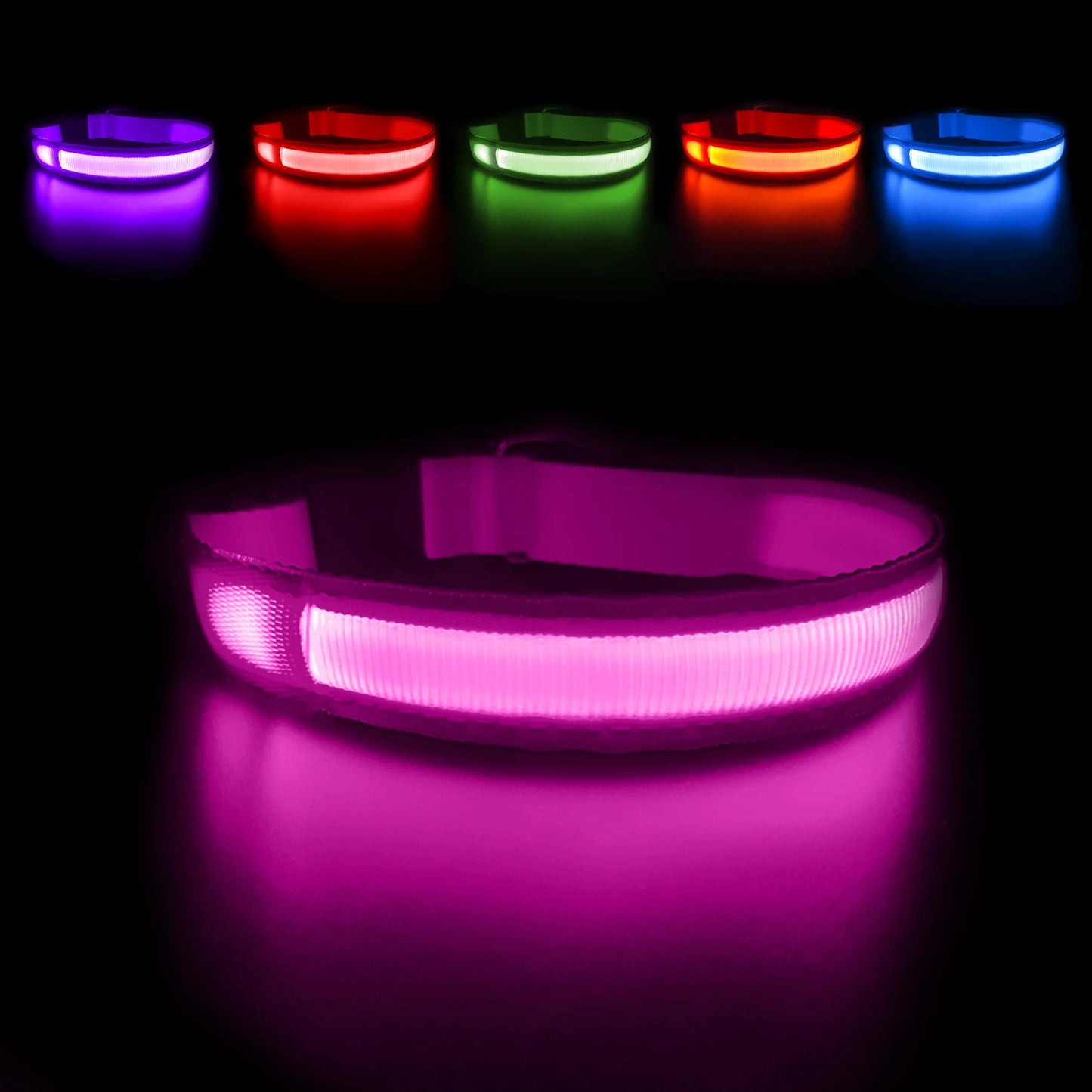 Rechargeable LED Waterproof Luminous Safety Collar for Night Walking Pets