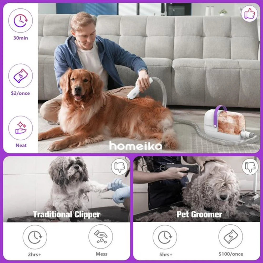 Silent Pet Vacuum – Hair Removal Grooming Brush for Dogs & Cats