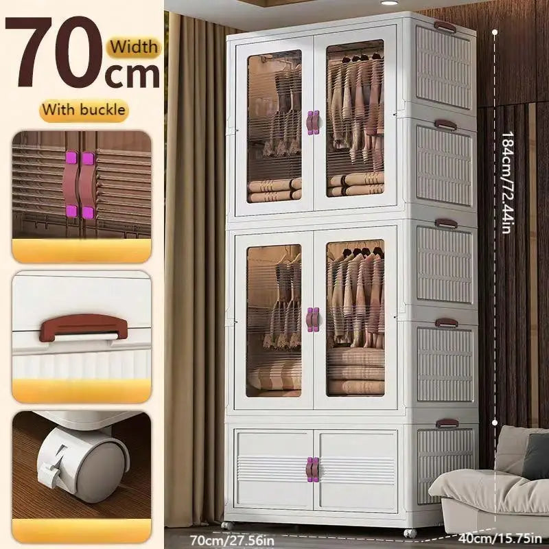 🧥 Folding Wardrobe with Hanging Space + 3 Storage Boxes – Easy Install Closet Solution