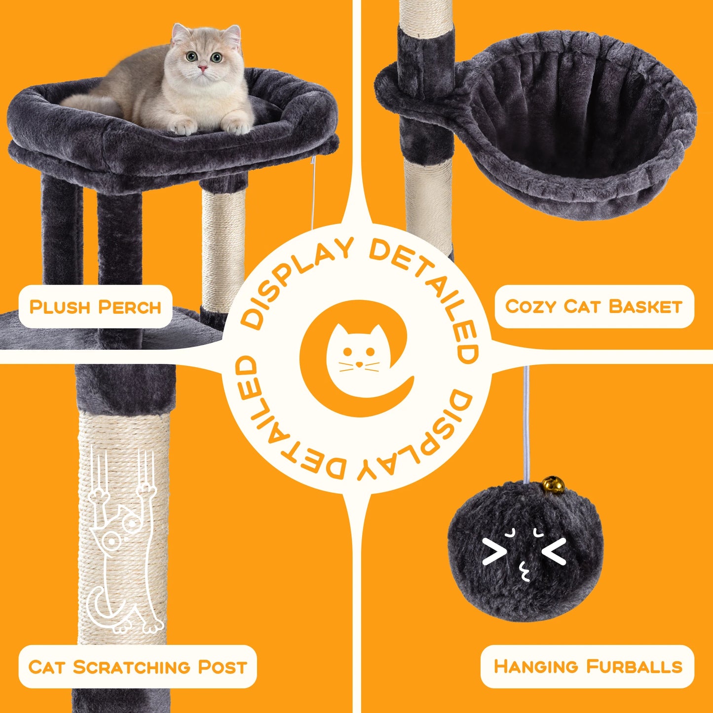 🐾 HOOMIC 36” Cat Tree for Indoor Cats – Multi-Level Condo