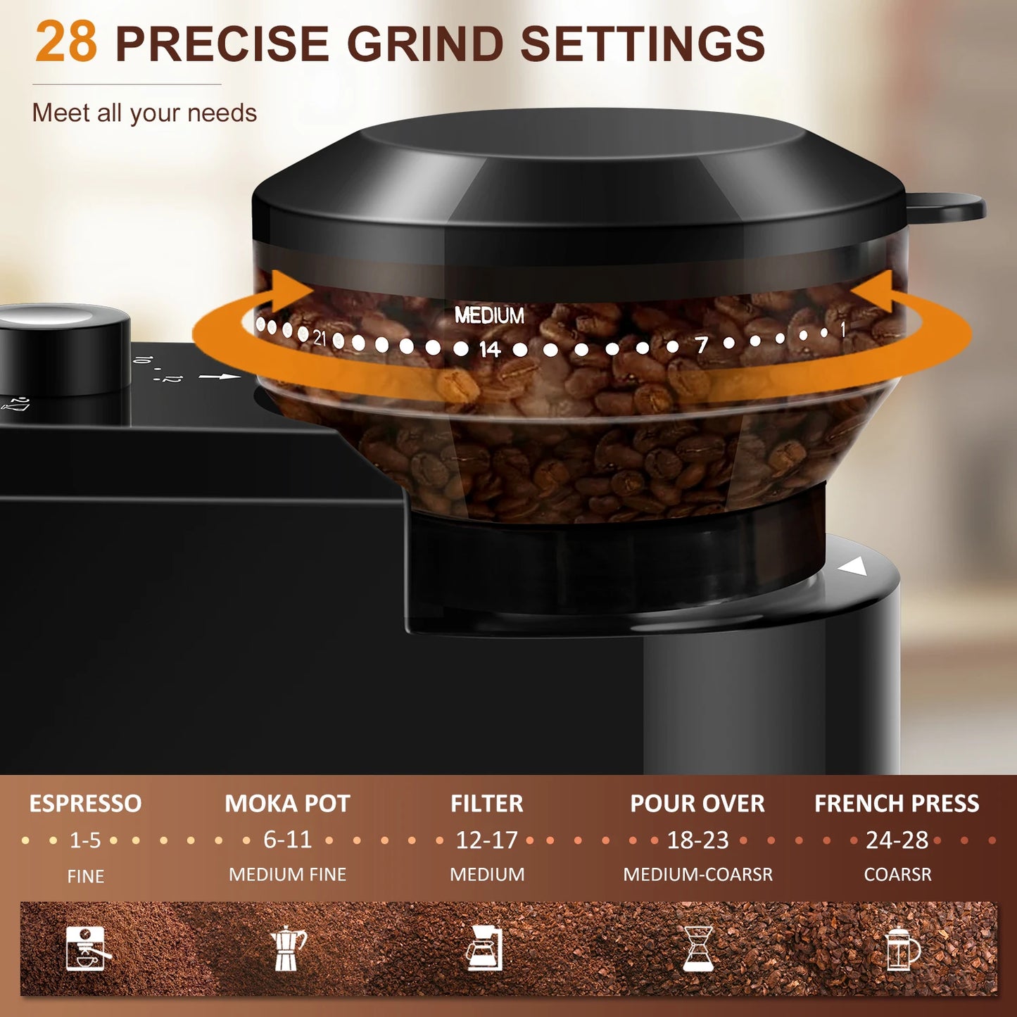 Electric Coffee Bean Grinder – Perfect for Espresso, French Press & Drip Coffee
