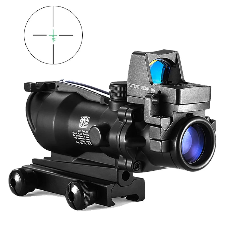 Adjustable 4x32 Tactical Scope with Red Dot – 1x–4x Optic for 20mm Rails
