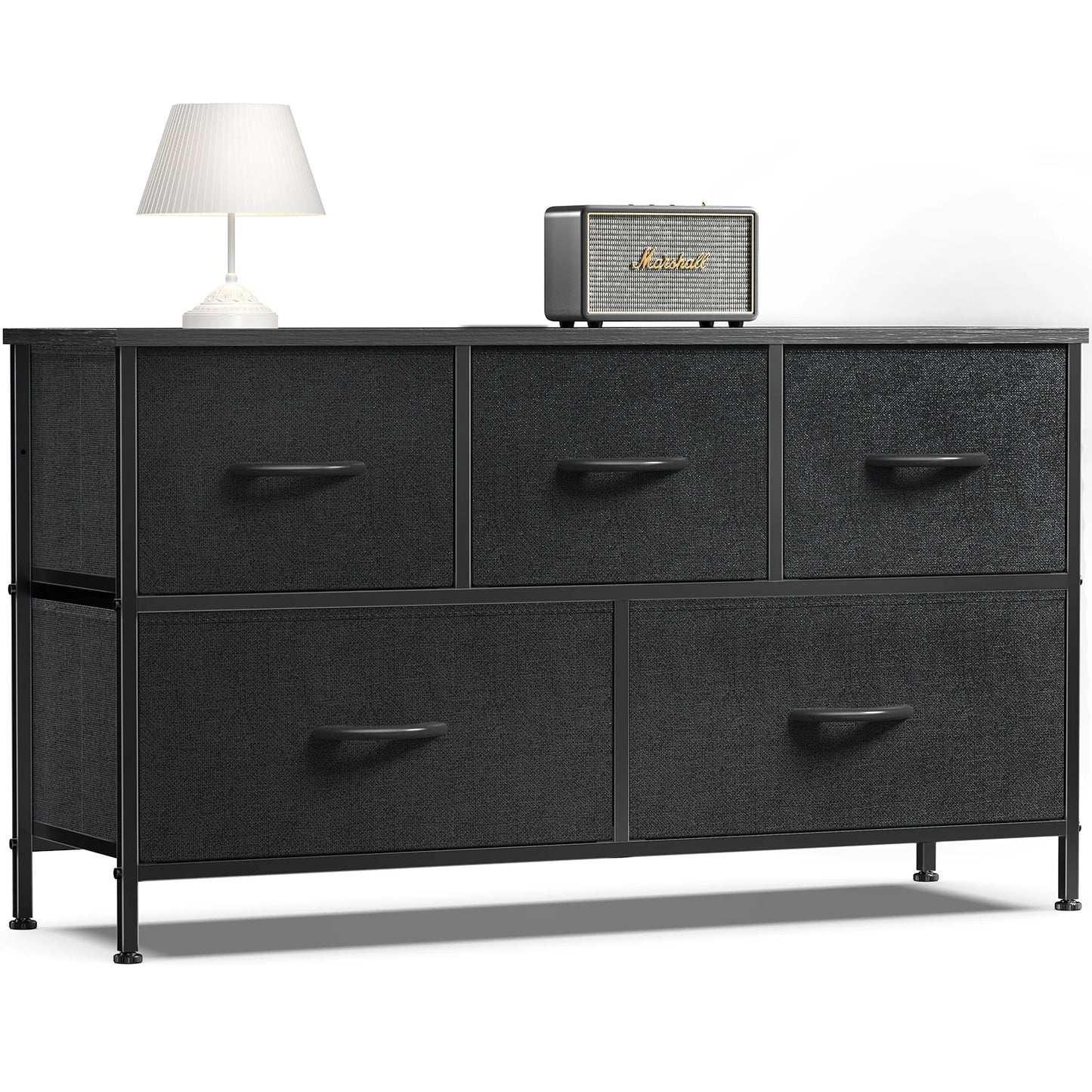 Living Room Display Cabinet – 5 Fabric Drawer Closet for Clothes & Storage Organization