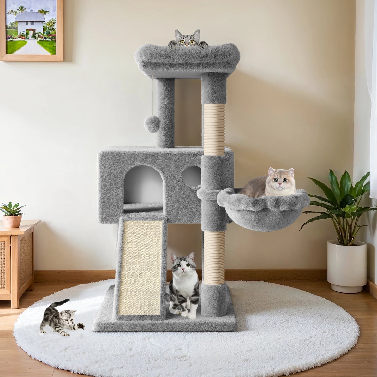 🐾 HOOMIC 36” Cat Tree for Indoor Cats – Multi-Level Condo