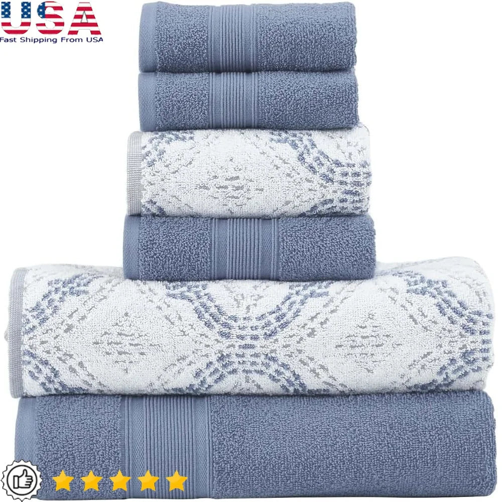 Luxuriously Soft Reversible Jacquard Cotton Bath Towel Set