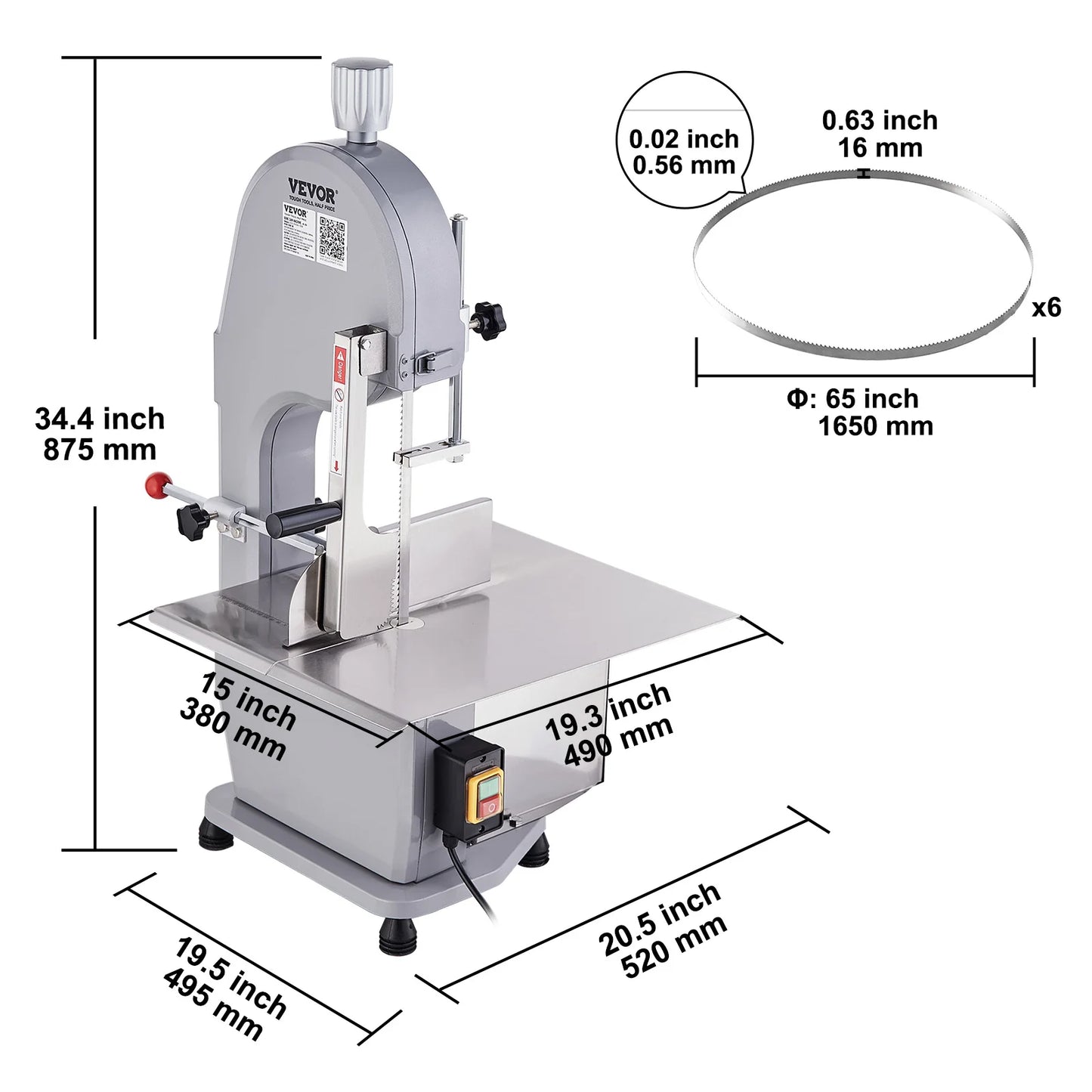 Commercial Electric Meat & Bone Bandsaw – Stainless Steel Blade