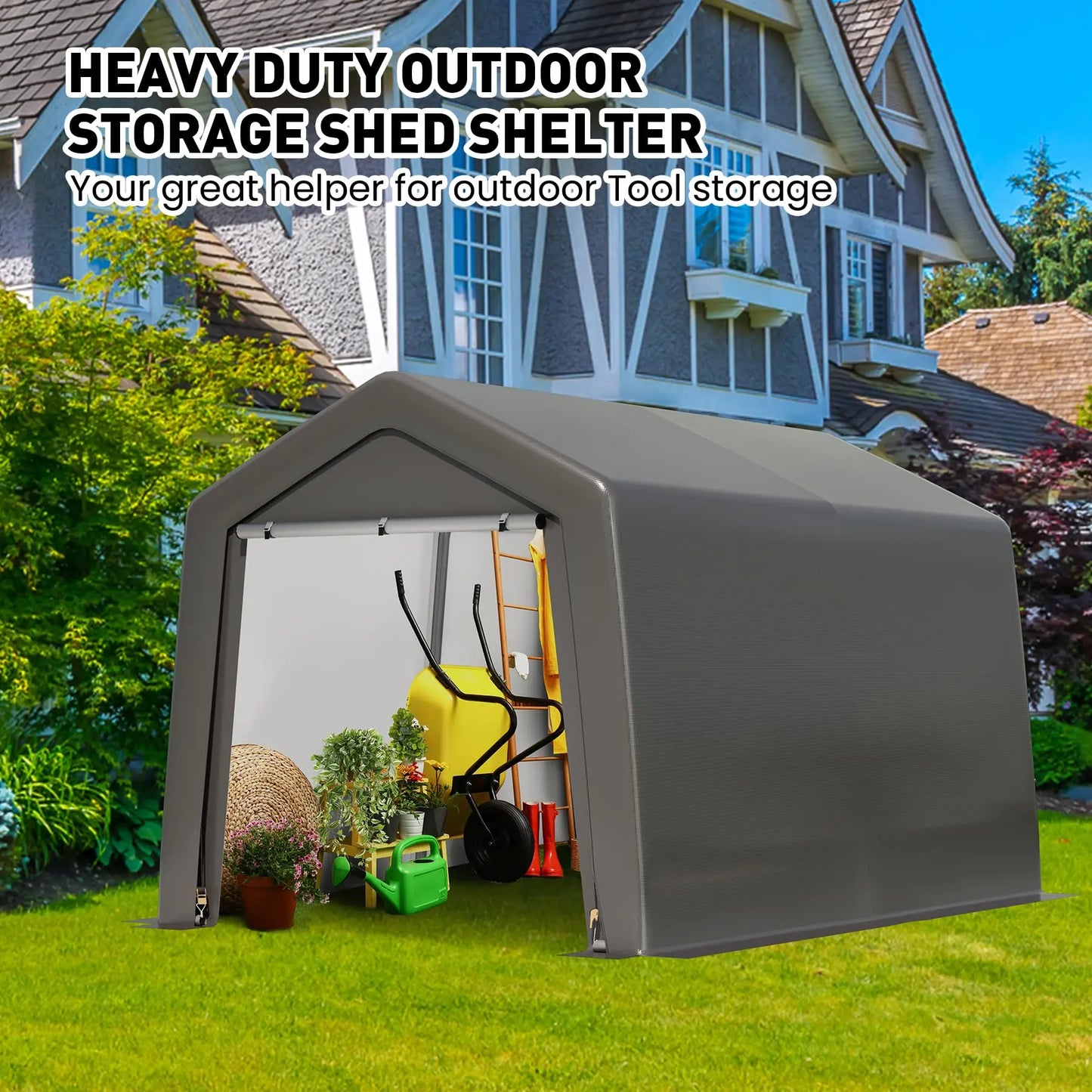 Heavy-Duty Carport – Portable Garage & Canopy with Doors and Windows