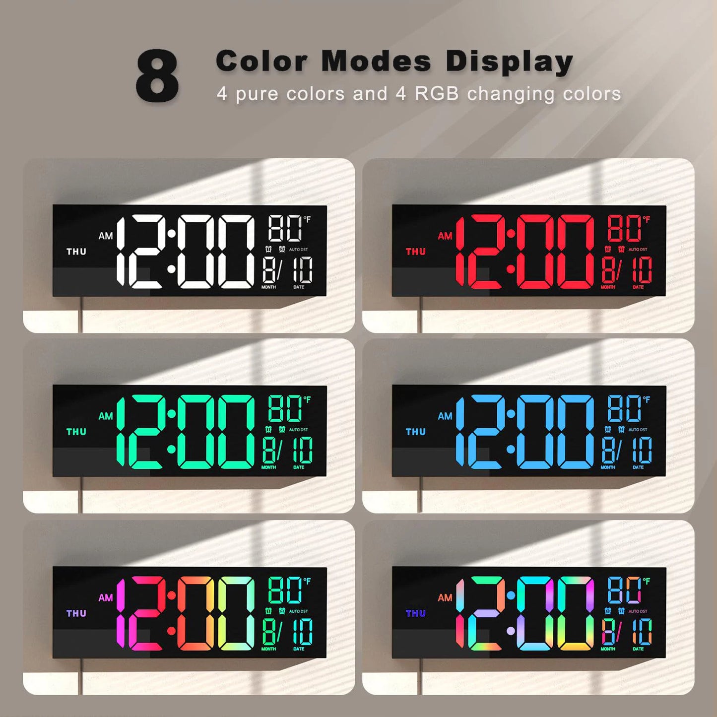 16" Large Number LED Digital Wall Clock