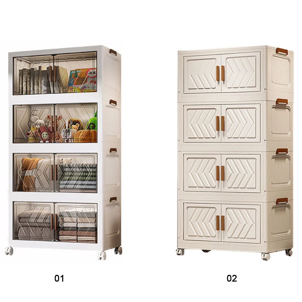 Stackable Storage Bins with Lids, Doors & Wheels – Foldable Storage Drawers