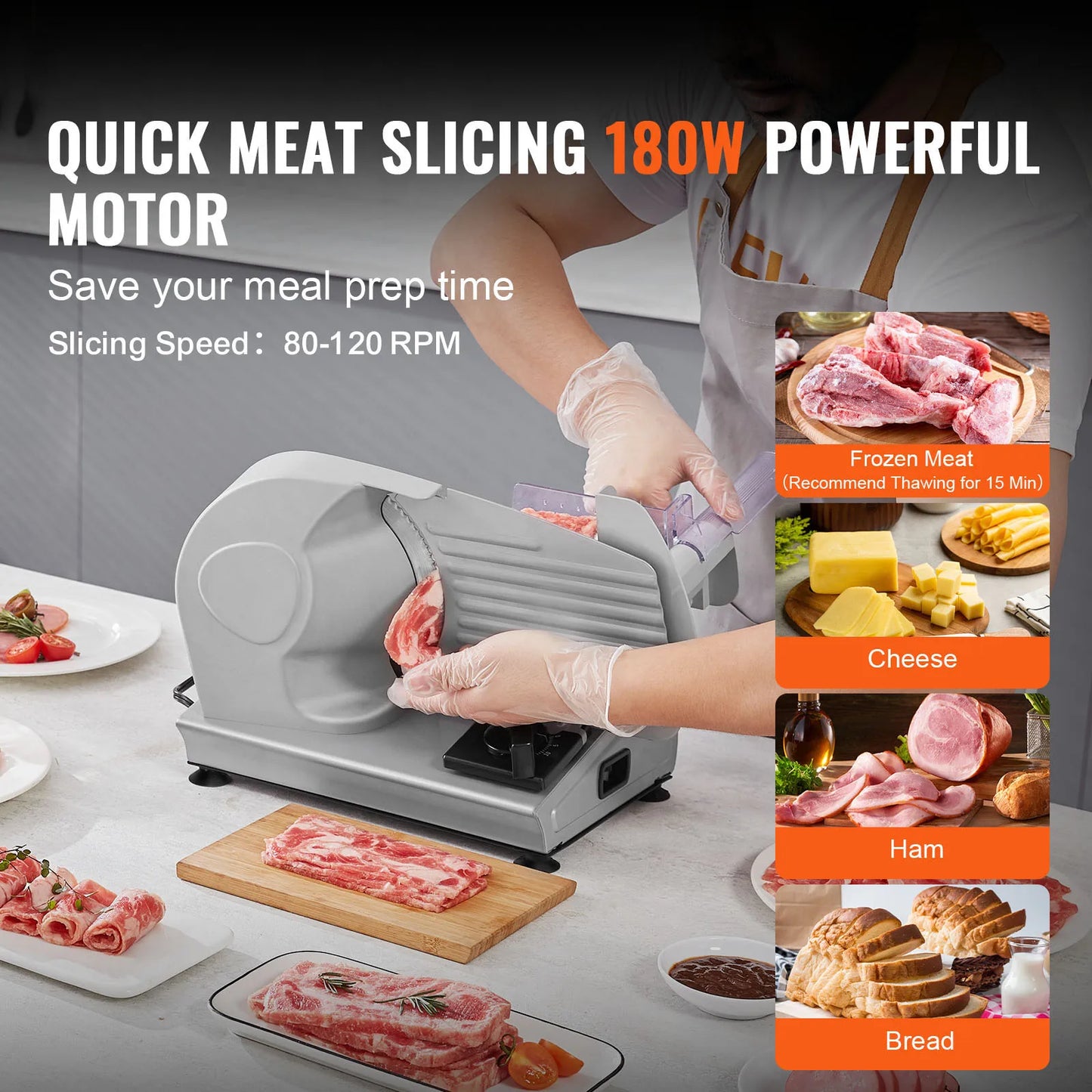 Meat, Deli Food Slicer Stainless Steel Blade, Blade Guard