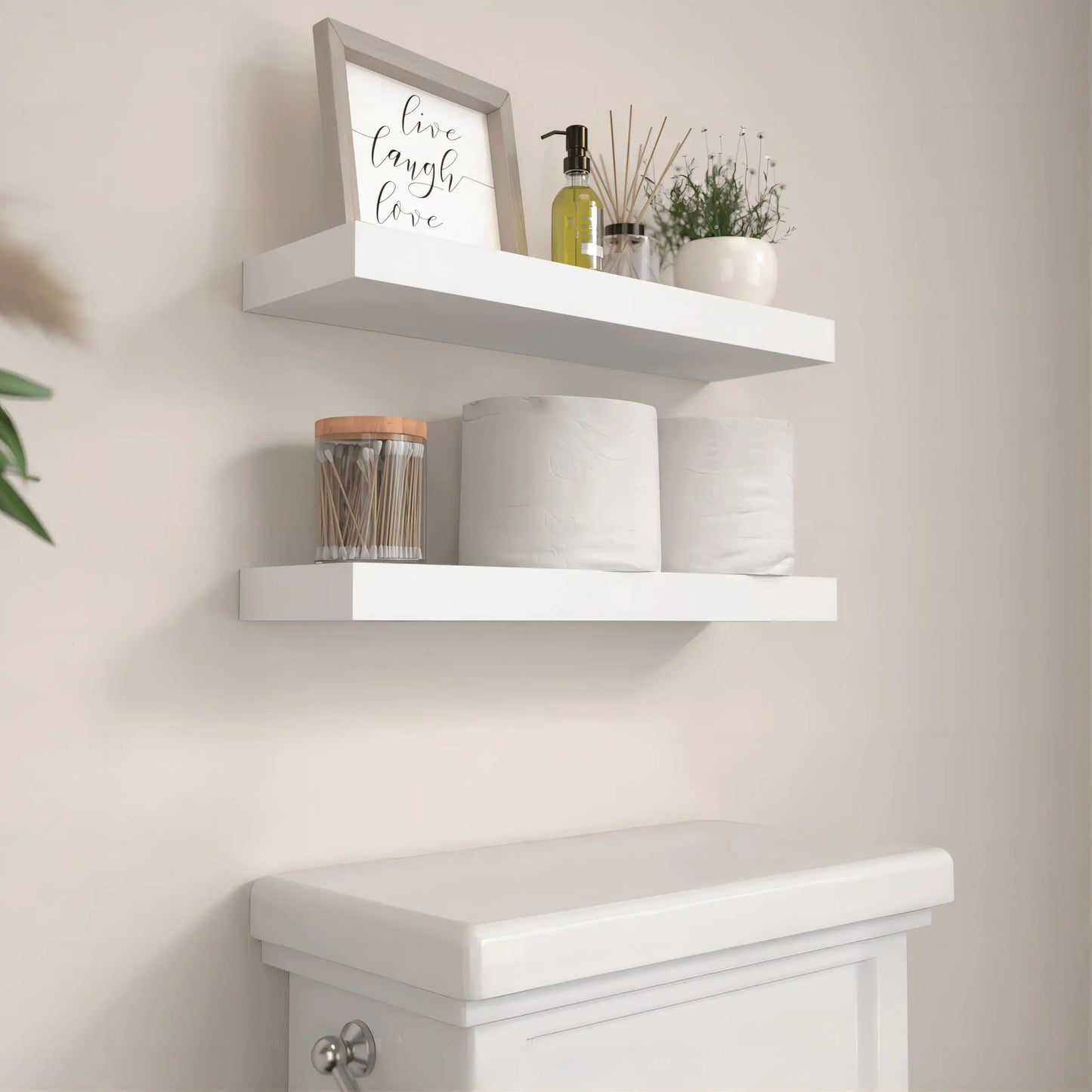 White Floating Wall Shelves – Modern Wall-Mounted Display Shelves
