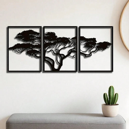 Handcrafted African Tree of Life Wall Sculpture – Metal Design, Boho Tribal Art