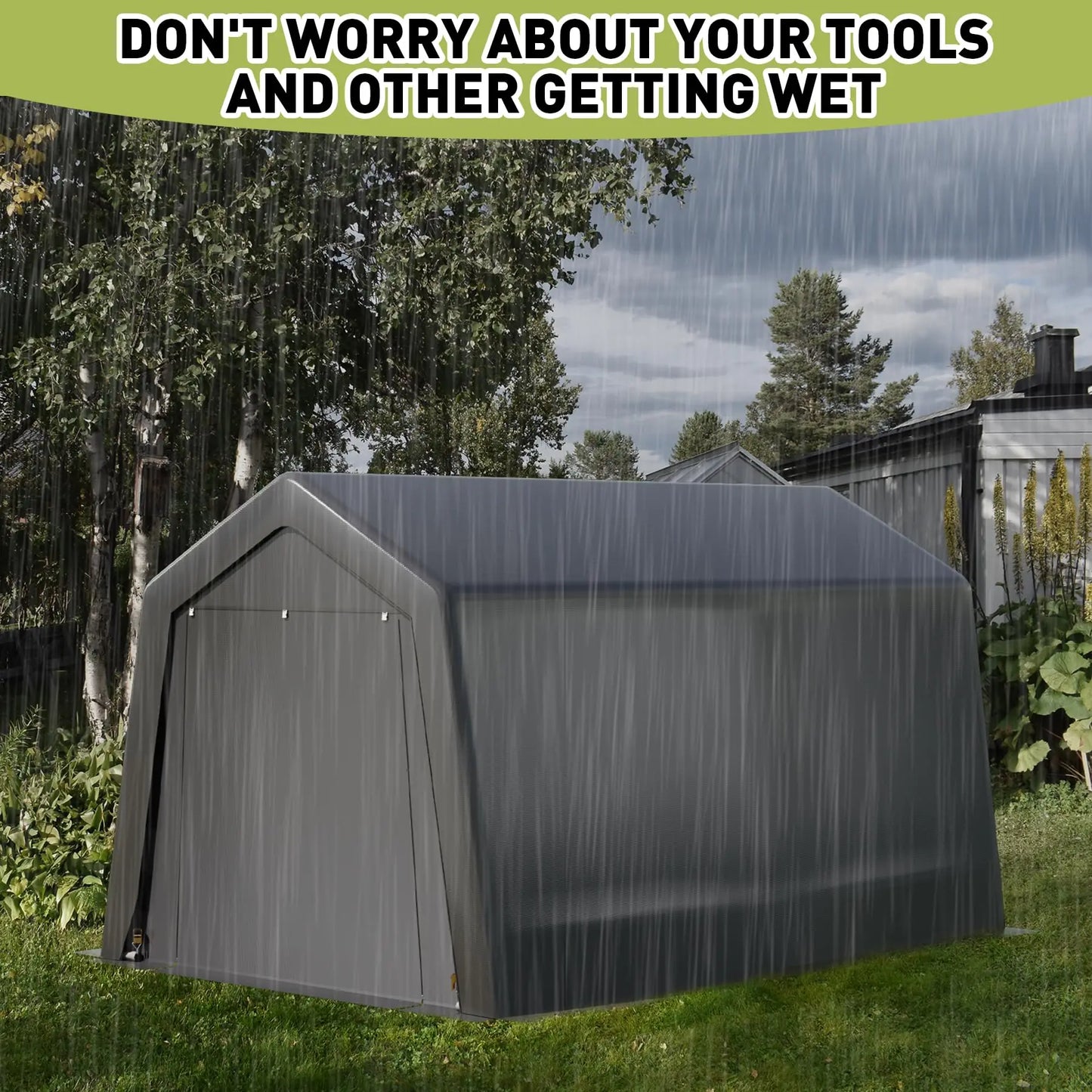 Heavy-Duty Carport – Portable Garage & Canopy with Doors and Windows