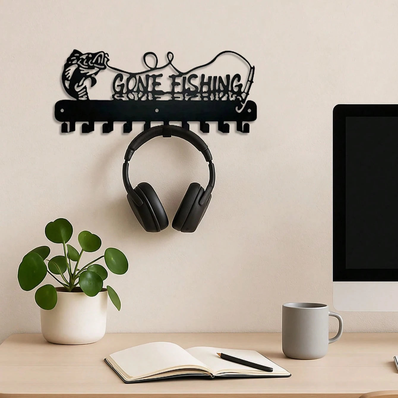 Modern Black Metal Wall Hook, Decorative Hanger Wall Sculpture