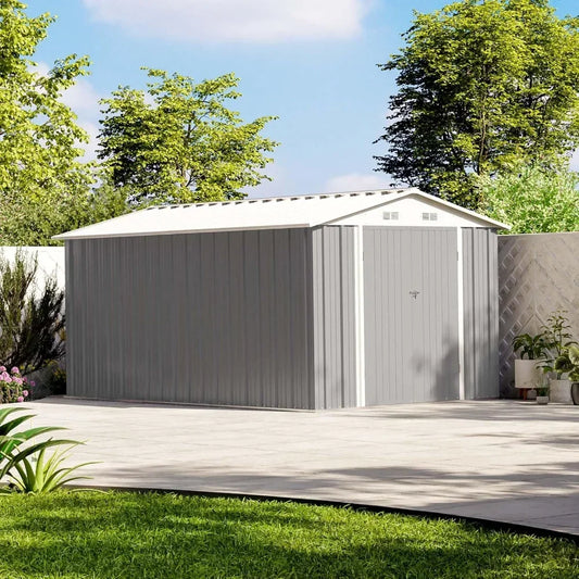 Outdoor Steel Utility and Tool Storage Shed, Lockable Doors