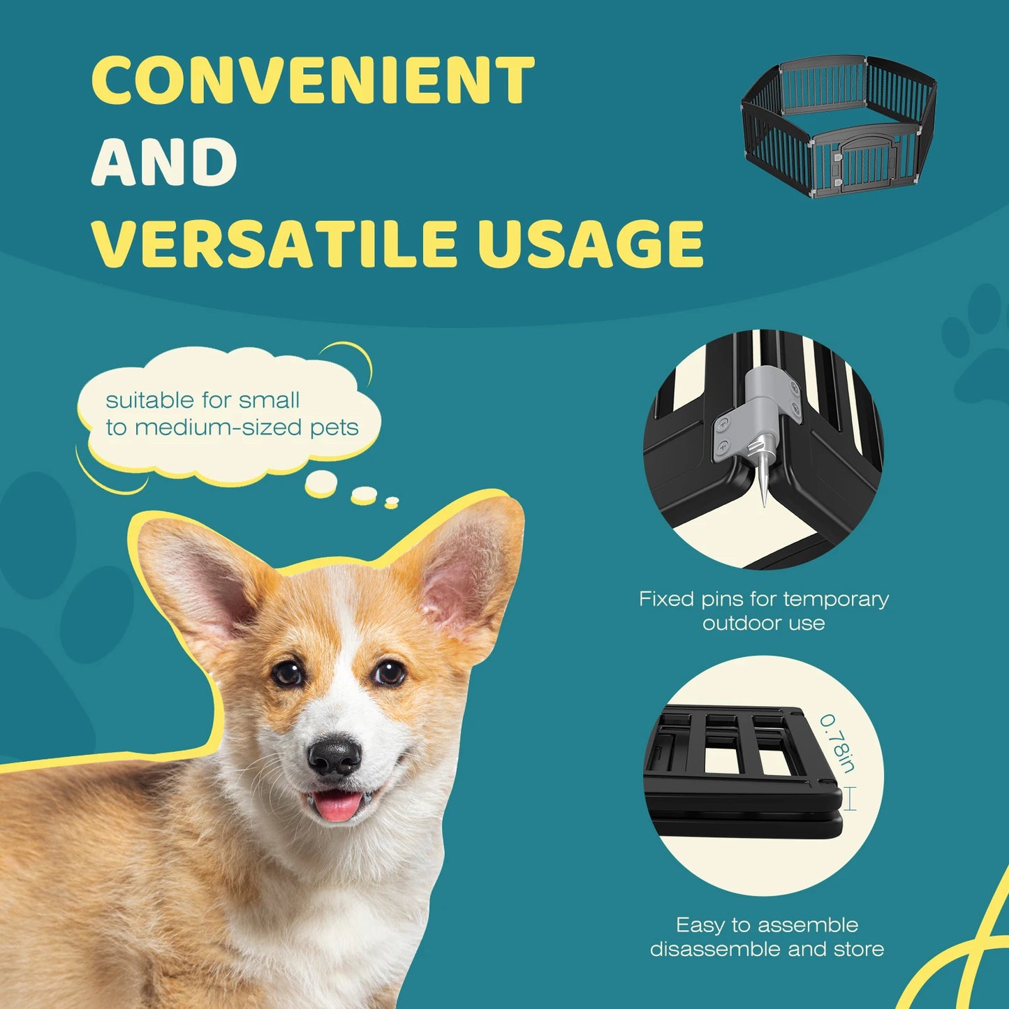 6-Panel Plastic Dog Playpen – 24-Inch Expandable, Durable Pet Fence